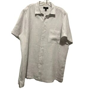 Club Room Luxury 100% Linen Button Down Shirt XL White SS Resort Minimalist